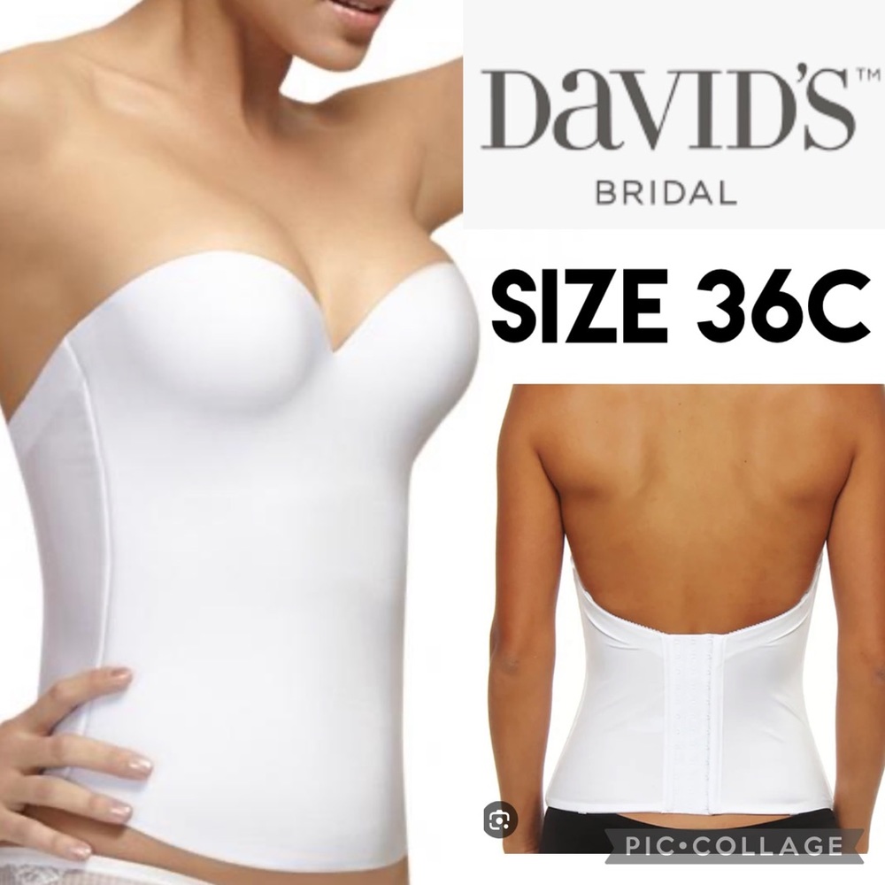 Davids Bridal Womens Bra White Felina 7643 Low Back Bridal Seamless Bustier 36C
